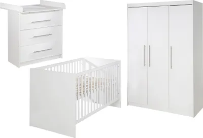 Produktbild von roba Zimmerset 'Maren', inkl. Kombi-Bett 70 x 140 cm, Wickelkommode breit & Schrank 3-türig Weiß