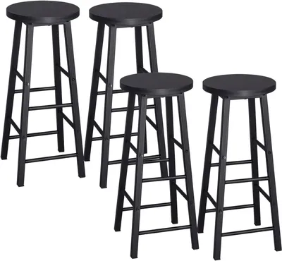 Image de Ensemble de 4 tabourets de bar, en acier et MDF, de couleur noire