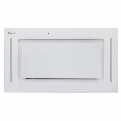 A white range hood product shot against a white background.