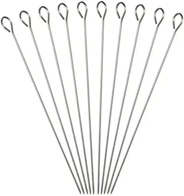 Produktbild von Relaxdays Schaschlickspieße Edelstahl, 10er Set Grillspieße, 15 cm Fleischspieß, silber