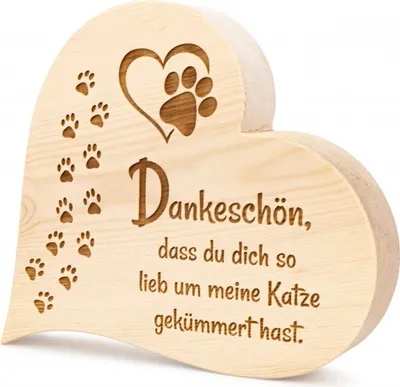 Produktbild von Zirbenherz Danke Katze 25cm