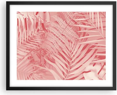 Produktbild von Gerahmtes Poster - Schwarzer Rahmen - Rosa Blätter Palmen - 50x40 cm - Wand Bild - Wanddeko - Wandbilder - Kunstposter - Wandposter - Bilderrahmen - Bilder - Kunstdruck - P2BAA50x40-4745