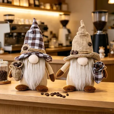 Koffiekabouters 2er-Set, 25 cm, Herbstdekoration, Kaffeebar-Deko