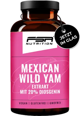 Produktbild von FSA NUTRITION Yamswurzel Kapseln Mexican Wild Yams Extrakt mit 20% Diosgenin 180 Kapseln im Glas