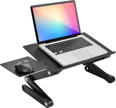 Produktbild von Portable Notebook Stand für Sofa oder Bett mit Faltschienen - Höhenverstellbarer Laptop Tisch - Laptop Stand mit schwarzem Design