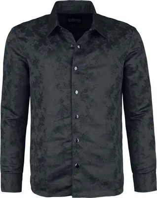 Produktbild von Gothicana by EMP Herren schwarzes Langarmhemd mit Allover-Rosenmuster XXL
