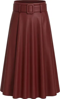 Produktbild von Kunstlederrock Damen A-Linien Rock mit Gürtel – Kunstleder M.401 (36-40) Bordeaux Gr. (36-40)