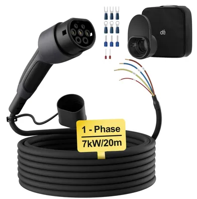 Image de Câble de recharge pour véhicules électriques, puissance 7 kW, évaluation IP55, plusieurs options de longueur, câble 7kW 20M