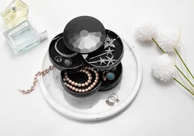 Image de Evila Originals, DMNTKORG-1, boîte à bijoux, noir, 100 % PLASTIQUE, 11 x 11 x 12 cm