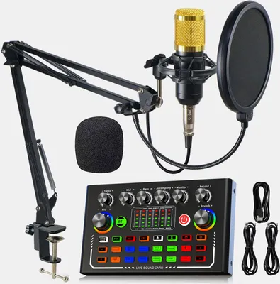 Obrázek produktu pro Sada zařízení pro podcast ZELURXX, univerzální zvukové rozhraní se studiovým kondenzátorovým mikrofonem, pro podcasting, nahrávání, zpěv, streamování, hraní her