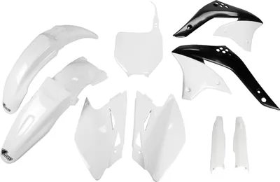 Obrázok produktu pre Súprava krytov UFO PLAST, 9-dielna súprava plastových krytov s ochranou vidlice pre Kawasaki KX F 450 cm³, rok výroby 2006, farba: biela, OEM