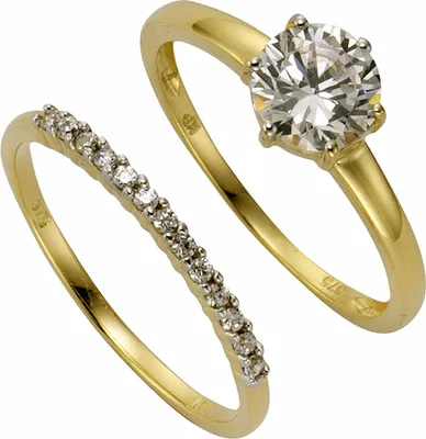 Produktbild von Celesta Gold Ring-Set 375/- Gold gelb 060 (19,1) Zirkonia weiß 360370496-2
