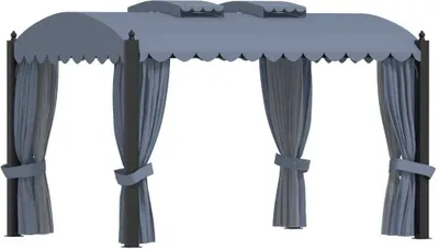 Image de Tonnelle avec rideaux 3x4 m Anthracite Acier