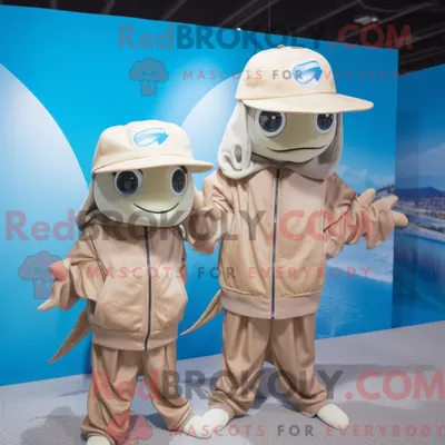 Produktbild von Beiges REDBROKOLY Betta-Fisch-Maskottchen-Kostüm mit Windjacke und Hut