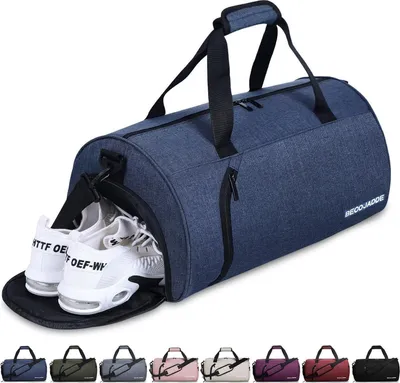 Immagine prodotto di BECOJADDE borsa sportiva 35L per uomo e donna, con scomparto per le scarpe, scomparto per il bagnato, impermeabile - Navy Blue