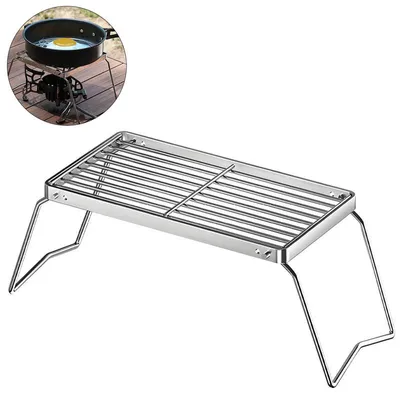Produktbild von Outdoor BBQ Grillrost klappbar 30x16 cm, tragbarer Lagerfeuer Grill für Camping, Garten & Picknick, rostfrei Edelstahl