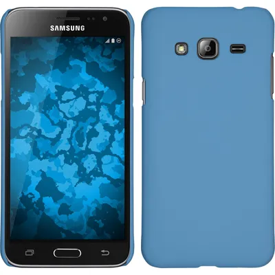 Produktbild von PhoneNatic Case kompatibel mit Samsung Galaxy J3 - Hülle hellblau gummiert Hard-case + 2 Schutzfolien