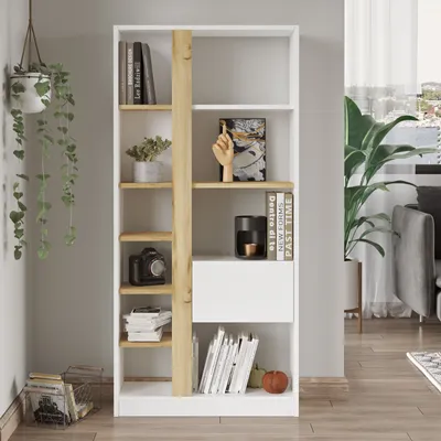 Produktbild von Houseland Salbei Weiß/Eiche Wotan Bücherregal