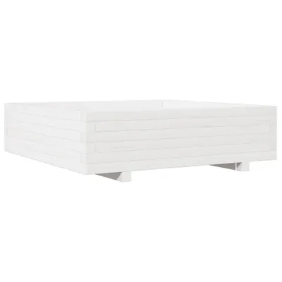 Image de Jardinière blanc 90x90x26,5 cm bois de pin massif