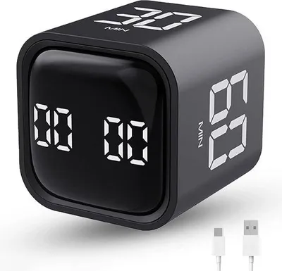 Zdjęcie produktu dla Timer z trybem cichym i głośnym, trybem odliczania i powtarzania, ustawieniami czasu na 5, 10, 30 i 60 minut oraz timerami z możliwością dostosowania, idealne dla osób z ADHD, do biura, pracy lub gotowania.