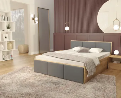 Produktbild von Bett mit Lattenrost Jugendbett Doppelbett eiche-grau 120 / 140 / 160 / 180 cm, Matratze:mit Matratze, Breite:140x200 cm
