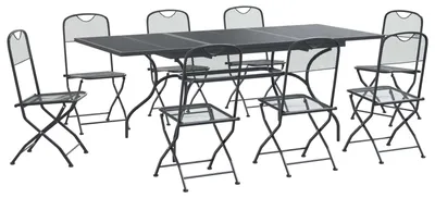 Image de Ensemble de jardin vidaXL, 9 pièces, anthracite, 212 x 90 x 76 cm