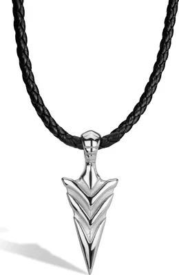Produktbild von SERASAR | Premium-Lederhalskette für Herren [Arrow] mit Silber Stainless Steel | Farbe: Silber | Länge: 60cm
