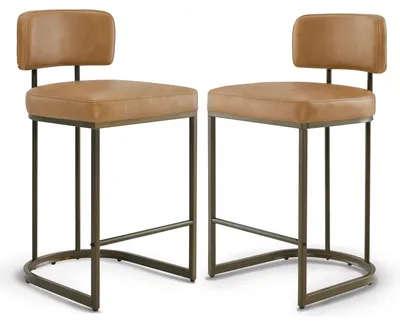 Produktbild von CHITA Barhocker 2er Set mit Rückenlehne & Fußstütze, Kosmetikhocker, Friseurhocker, Kunstleder, Metallfußstütze