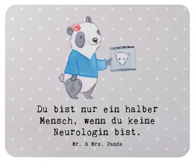 Produktbild von Mr. & Mrs. Panda Mauspad Neurologin Herz - Grau Pastell - Geschenk, Spruch, Mediziner, Witzig, Mouse Pad, Beruf, laptop, Mousepad, pc mausunterlage, Medizinstudium