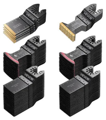 Immagine prodotto di 110 lame per seghetto oscillante, kit di lame universali per utensili multifunzione, 4 tipi di lame oscillanti per utensili multifunzione, adatte per legno, plastica e metallo, compatibili con Dewalt, Ryobi, Milwaukee, Bosch, Craftsman
