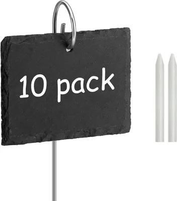 Produktbild von 10 Pflanzenschilder aus Schiefer, wiederverwendbar, mit Metallstab, wetterfest, für den Garten