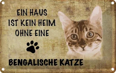 Produktbild von vianmo Blechschild 12x18 cm Bengalische Katze Tier Haustier