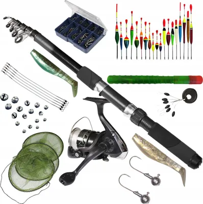 Image de ENSEMBLE DE PÊCHE 1 canne à pêche de 2,4 m, 1 moulinet, 20 flotteurs - ZEST-W-16