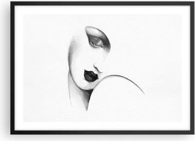 Produktbild von Gerahmtes Poster - Schwarzer Rahmen - Porträt Frau Skizze - 70x50 cm - Wand Bild - Wanddeko - Wandbilder - Kunstposter - Wandposter - Bilderrahmen - Bilder - Kunstdruck - P2BAA70x50-4475