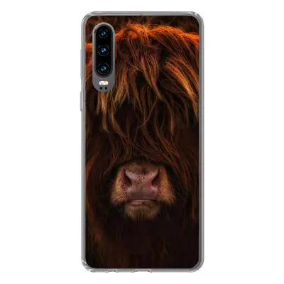 Produktbild von MuchoWow® Handyhülle Schutzhülle Hülle für Huawei P30 Schottischer Highlander - Kuh - Schwarz - Porträt Silikon Softcase Handy Hülle - Kartenbesitzer