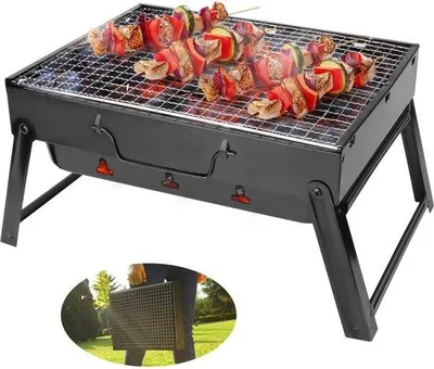 Image de Famanu : Barbecue de camping portable, avec pieds pliables, fonctionnant au charbon de bois