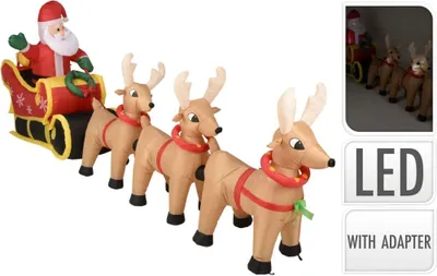 Produktbild von Ambiance LED Aufblasbarer Weihnachtsmann mit Schlitten 340 cm