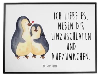 Produktbild von Mr. & Mrs. Panda Schreibunterlage Pinguine Einschlafen - Weiß - Geschenk, Liebesbeweis, Valentinstag, Unterlage Schreibtisch, schreibtischunterlagen, malunterlagen