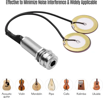 Image de Micro de guitare Ejous, micro de guitare acoustique, micro d'instrument autocollant Mini convertisseur avec jack 1/4 de pouce pour violon mandoline ukulélé -Microphone de guitare