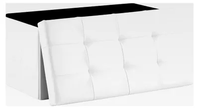 Produktbild von Sitzbank mit Stauraum, faltbar, belastbar bis 300 kg, 76 x 38 x 38 cm (Weiß), Kunstleder