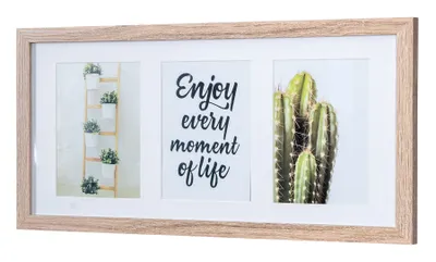 Produktbild von Bilderrahmen für 3 Fotos 13x18cm Eiche gekälkt Holz MDF Portrait Glasscheibe