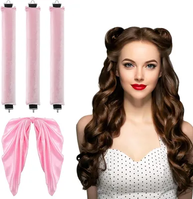 Immagine prodotto di Bigodini senza calore - Set di bigodini - Per creare diverse acconciature - Senza calore - Confezione da 3 pezzi - Rosa