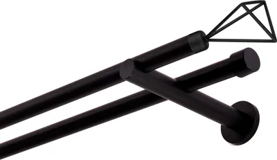 Immagine prodotto di Bastone per tende nero, 320 cm, 2 binari, 19 mm, in metallo, fissaggio a parete, SPACE