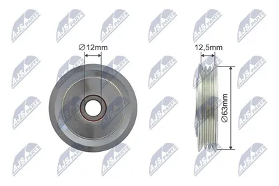 Produktbild von NTY RNK-TY-034 Umlenkrolle Keilrippenriemen 63mm für TOYOTA PRIUS Liftback (NHW20) PRIUS Stufenheck (NHW11)