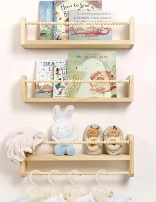 Produktbild von Holz Kinderzimmer Wandregal Bücherregal Set von 3 mit Sternen - dekorativ und praktisch Bücherregal