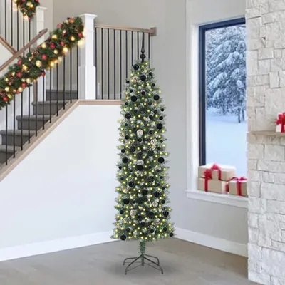 Immagine prodotto di Maison Exclusive - Albero di Natale artificiale slanciato, verde e bianco, 240 cm