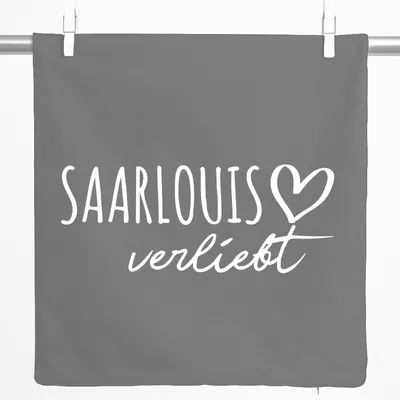 Produktbild von Huuraa Kissenbezug Saarlouis verliebt 40x40cm Steel Grey Baumwolle Dekokissenbezug Geschenkidee