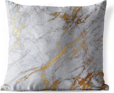 Produktbild von MuchoWow® Outdoor Kissen - Marmor - Gold - Grau - 60x60 cm - Wetterfest - Lounge Kissen - Dekoration - Schlaf Kissen