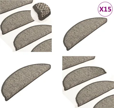 Produktbild von vidaXL Treppenmatten Selbstklebend Sisal 15 Stk. 65x21x4 cm Anthrazit - Stufenmatte - Stufenmatten - Stufenteppich - Stufenteppiche