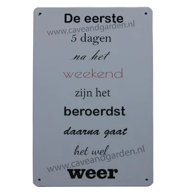 Produktbild von Lustiges Blechschild Arbeit & Wochenende 20x30 cm - Metallschild mit spruch